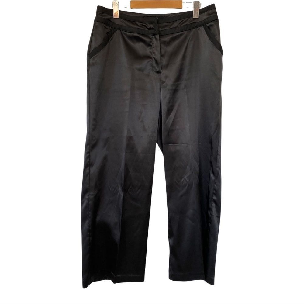 Investments silk straight leg tuxedo pants 14p